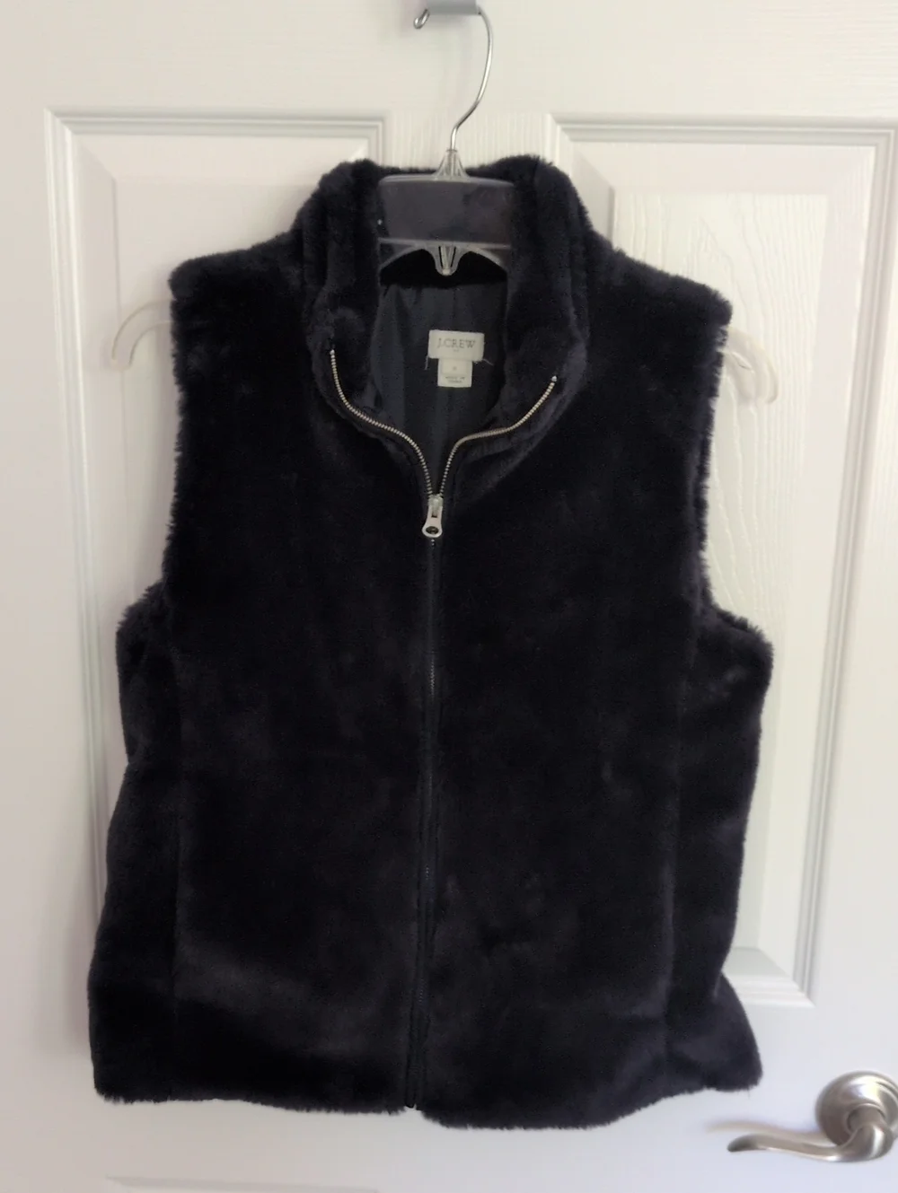 J Crew Dark Navy Blue Faux Fur Vest - S